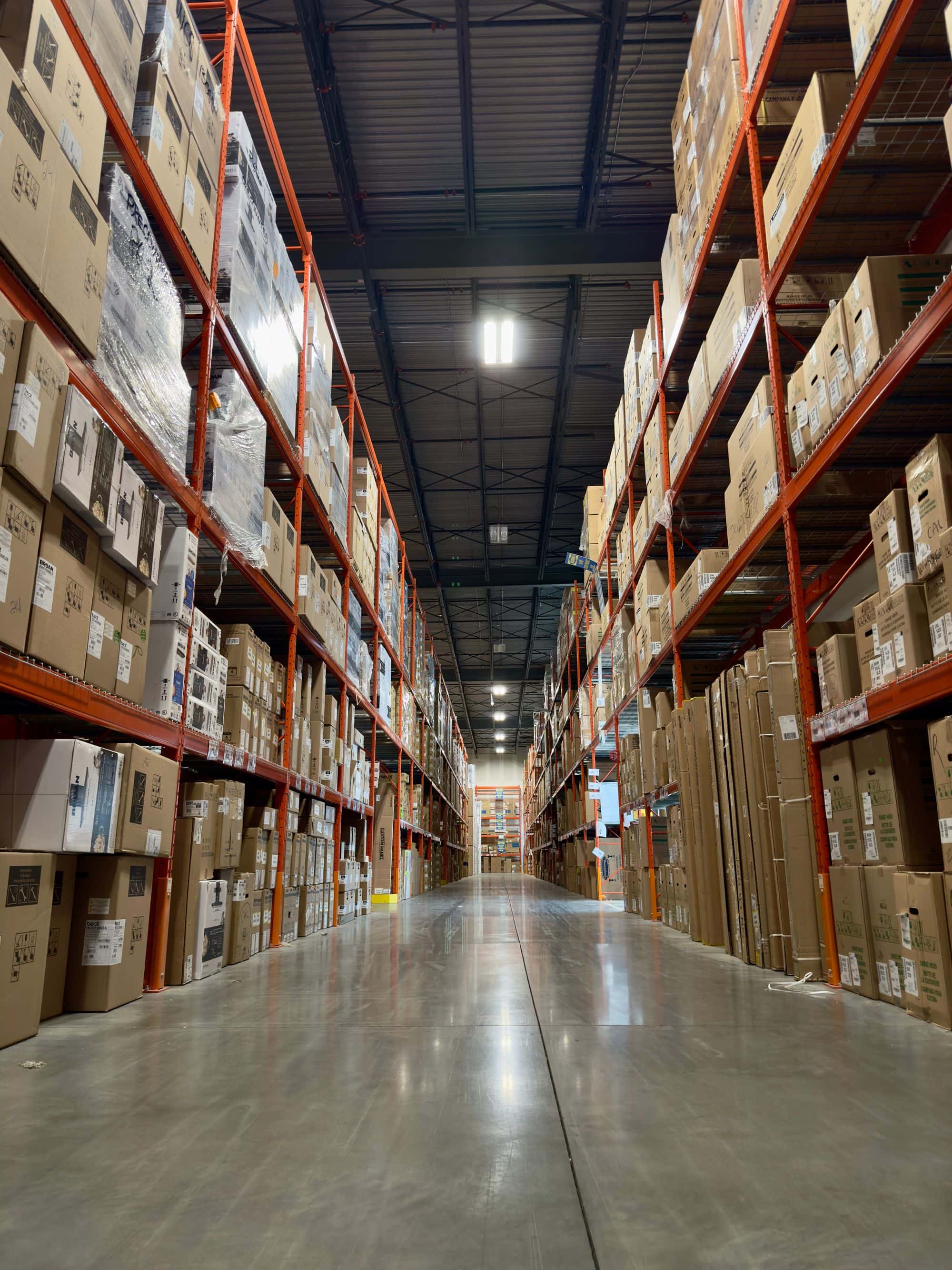 Stocked warehouse aisle